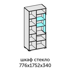 Аллегро-10 Шкаф 2дв. (со стеклом) (дуб крафт золотой-камень темный) в Тавде - tavda.mebel24.online | фото 2