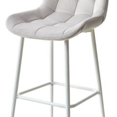 Барный стул ХОФМАН, цвет H-09 Светло-серый, велюр / белый каркас М-City в Тавде - tavda.mebel24.online | фото 1