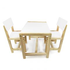 Детский растущий комплект стол и два стула  Я САМ "Лофт" (Белый, Сосна) в Тавде - tavda.mebel24.online | фото