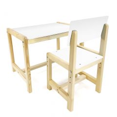 Детский растущий комплект стол и стул  Я САМ "Лофт" (Белый, Сосна) в Тавде - tavda.mebel24.online | фото