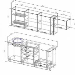 Кухонный гарнитур Антрацит 2550 (Стол. 26мм) в Тавде - tavda.mebel24.online | фото 2