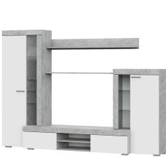 Гостиная МГС 5 (Цемент светлый/Белый) в Тавде - tavda.mebel24.online | фото 4