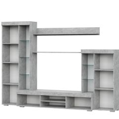 Гостиная МГС 5 (Цемент светлый/Белый) в Тавде - tavda.mebel24.online | фото 2