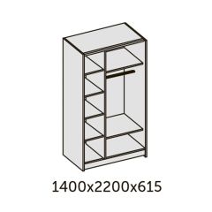 ИННЭС-5 Шкаф-купе 2-х дв. 1400 (1дв. Ф1 - бодега белая, 1дв. Ф2 - зеркало) в Тавде - tavda.mebel24.online | фото 2