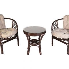 Комплект Багама дуэт, подушки светлые обычные шенил (Темно-коричневый) стол круглый в Тавде - tavda.mebel24.online | фото