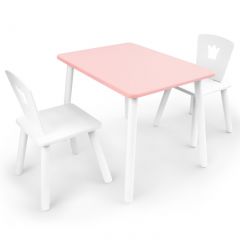 Комплект детской мебели стол и два стула Корона  (Розовый/Белый/Белый) в Тавде - tavda.mebel24.online | фото