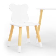 Комплект детской мебели стол и два стула Мишутка (Белый/Белый/Береза) в Тавде - tavda.mebel24.online | фото