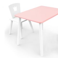 Комплект детской мебели стол и стул Корона (Розовый/Белый/Белый) в Тавде - tavda.mebel24.online | фото 1