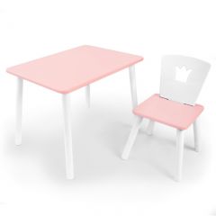 Комплект детской мебели стол и стул Корона (Розовый/Розовый/Белый) в Тавде - tavda.mebel24.online | фото