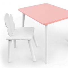 Комплект детской мебели стол и стул Облачко (Розывый/Белый/Белый) в Тавде - tavda.mebel24.online | фото 1