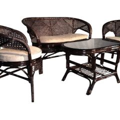 Комплект Пеланги 02/15 с 2-х местным диваном и овальным столом (Темно-коричневый) в Тавде - tavda.mebel24.online | фото