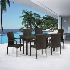 Комплект плетеной мебели T256A/YC379A-W53 Brown (6+1) + подушкина стульях в Тавде - tavda.mebel24.online | фото