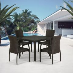 Комплект плетеной мебели T257A/YC379A-W53 Brown (4+1) + подушки на стульях в Тавде - tavda.mebel24.online | фото 1