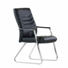 Кресло Barneo K-25 для посетителей и переговорных (хром, черная экокожа) в Тавде - tavda.mebel24.online | фото