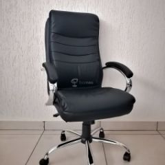 Кресло Barneo K-58 для руководителя (черная экокожа) в Тавде - tavda.mebel24.online | фото