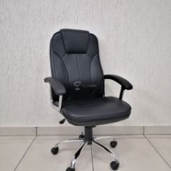 Кресло Barneo K-8 для руководителя (черная экокожа) в Тавде - tavda.mebel24.online | фото