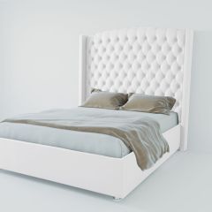 Кровать Берлин ЛЮКС с ПМ 800 (экокожа белая) в Тавде - tavda.mebel24.online | фото