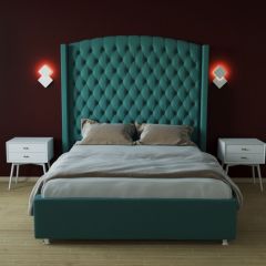 Кровать Берлин ЛЮКС с ПМ 900 (велюр бирюзовый) в Тавде - tavda.mebel24.online | фото 2
