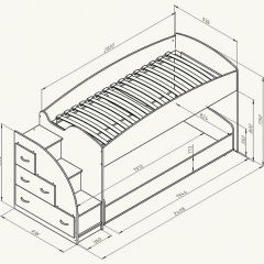 Кровать-чердак "Дюймовочка-4.2"  Дуб молочный/Оранжевый в Тавде - tavda.mebel24.online | фото 3