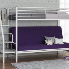 Кровать двухъярусная с диваном "Мадлен-3" (Белый/Фиолетовы) в Тавде - tavda.mebel24.online | фото