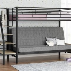Кровать двухъярусная с диваном "Мадлен-3" (Черный/Серый) в Тавде - tavda.mebel24.online | фото