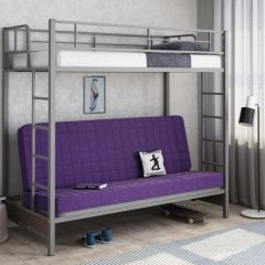 Кровать двухъярусная с диваном "Мадлен" (Серый/Фиолетовый) в Тавде - tavda.mebel24.online | фото 1