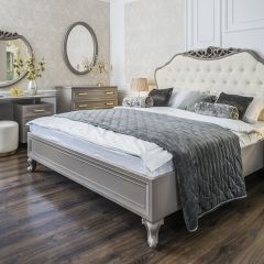 Кровать Мокко 1600 с мягким изголовьем + основание (серый камень) в Тавде - tavda.mebel24.online | фото