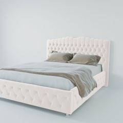 Кровать Нягань с ПМ 1200 (экокожа белая) в Тавде - tavda.mebel24.online | фото 2