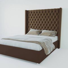 Кровать Версаль ЛЮКС с ПМ 1200 (экокожа коричневая) в Тавде - tavda.mebel24.online | фото