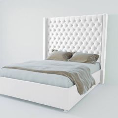 Кровать Версаль ЛЮКС с ПМ 2000 (экокожа белая) в Тавде - tavda.mebel24.online | фото