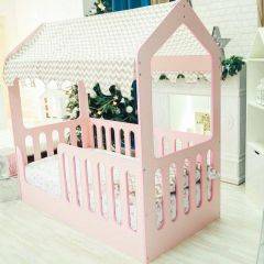 Кровать-домик без ящика 800*1600 (Розовый) в Тавде - tavda.mebel24.online | фото 1