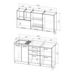 Кухонный гарнитур Надежда стандарт 4 1600 мм в Тавде - tavda.mebel24.online | фото 2