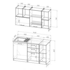 Кухонный гарнитур Ольга медиум 3 1400 мм в Тавде - tavda.mebel24.online | фото 2