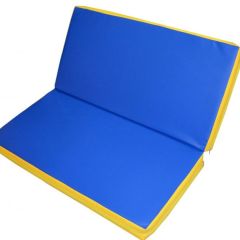 Мат гимнастический 1х1х0,08м складной цв. синий-желтый в Тавде - tavda.mebel24.online | фото