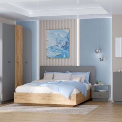 Модульная спальня Квадро (ЛДСП дуб крафт золотой) в Тавде - tavda.mebel24.online | фото