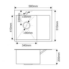 Мойка HD5851L MELANA ProfLine 3,0/200 САТИН врезная прямоугольная с коландером HD5851L в Тавде - tavda.mebel24.online | фото 2