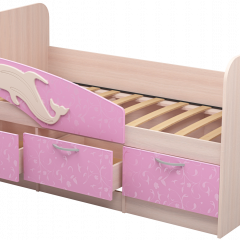 Кровать Дельфин 1,6 (Дуб молочный/фасад - Ламарти розовый) в Тавде - tavda.mebel24.online | фото