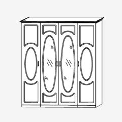 Прованс-2 Шкаф 4-х дверный с 2 зеркалами (Итальянский орех/Груша с платиной черной) в Тавде - tavda.mebel24.online | фото