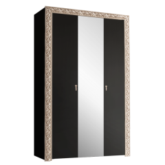 Шкаф 3-х дв.Тиффани Premium черная/золото (ТФШ1/3(П) в Тавде - tavda.mebel24.online | фото