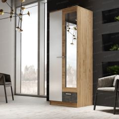Шкаф Адель 800 с полками (дуб вотан/белый глянец) в Тавде - tavda.mebel24.online | фото