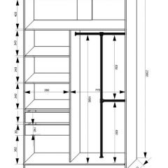 Шкаф-купе 1400 серии SOFT D8+D2+B2+PL4 (2 ящика+F обр.штанга) профиль «Графит» в Тавде - tavda.mebel24.online | фото 3