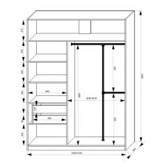 Шкаф-купе 1500 серии NEW CLASSIC K4+K4+B2+PL4 (2 ящика+F обр. штанга) профиль «Капучино» в Тавде - tavda.mebel24.online | фото 3