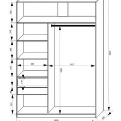 Шкаф-купе 1600 серии SOFT D1+D3+B2+PL1 (2 ящика+1штанга) профиль «Графит» в Тавде - tavda.mebel24.online | фото 4