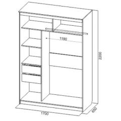 Шкаф-купе №19 Серия 3 Квадро (1700) Ясень Анкор светлый в Тавде - tavda.mebel24.online | фото 4