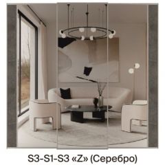 Шкаф-купе 1950 серии SILVER S3+S1+S3Z B22+PL2 (по 2 ящика лев/прав+1штанга+1 полка) профиль «Серебро» в Тавде - tavda.mebel24.online | фото 8
