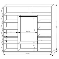 Шкаф-купе 2100 серии SOFT D2+D7+D3+B22+PL2 (по 2 ящика лев/прав+1штанга+1полка) профиль «Графит» в Тавде - tavda.mebel24.online | фото 3