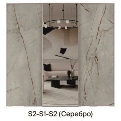 Шкаф-купе 2250 серии SILVER S5+S1+S5 B22+PL2 (по 2 ящика лев/прав+1 штанга+1 полка) профиль «Серебро» в Тавде - tavda.mebel24.online | фото 6