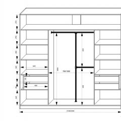 Шкаф-купе 2450 серии NEW CLASSIC K4+K4+K4+B22+PL4 (по 2 ящика лев/прав+F обр.штанга) профиль «Капучино» в Тавде - tavda.mebel24.online | фото 3