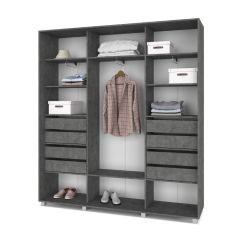 МАРТИН Шкаф-купе с зеркалом Камень темный (2200*450) М422 в Тавде - tavda.mebel24.online | фото 4