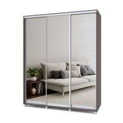 РОЛАНД Шкаф-купе с зеркалами Анкор темный (450*1800) Р483 в Тавде - tavda.mebel24.online | фото